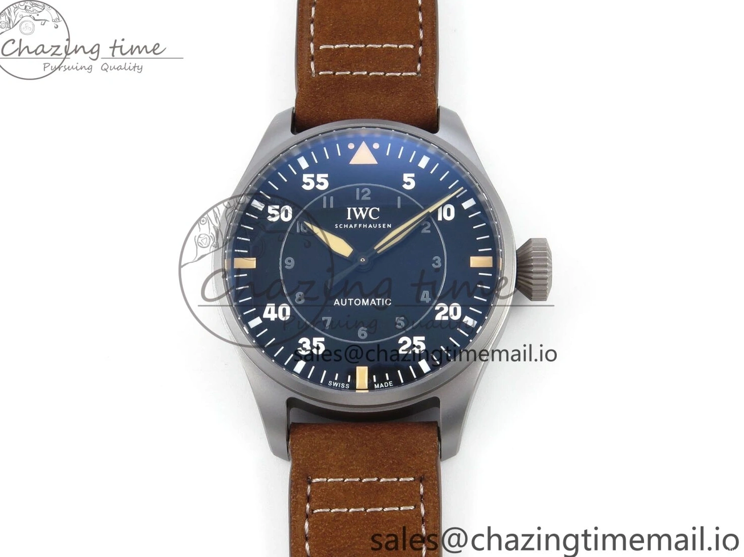 MIROTIME 0504 Big Pilot IW329701 M+F 1:1 Best Edition Black Dial on Brown Leather Strap MY RelaxedFit 7005